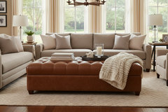 London 65 Inch Leather Bench Ottoman