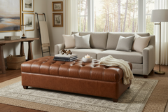 London 65 Inch Leather Bench Ottoman
