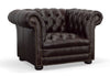 Image of Chesterfield Deep Button Tufted Leather Club Chair With Nail Trim