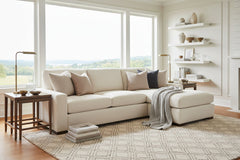 Sadie Cream "Quick Ship" Two Piece Modern Track Arm Pillow Back Sectional -Version 1