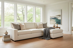 Sadie Cream "Quick Ship" Two Piece Modern Track Arm Pillow Back Sectional -Version 1