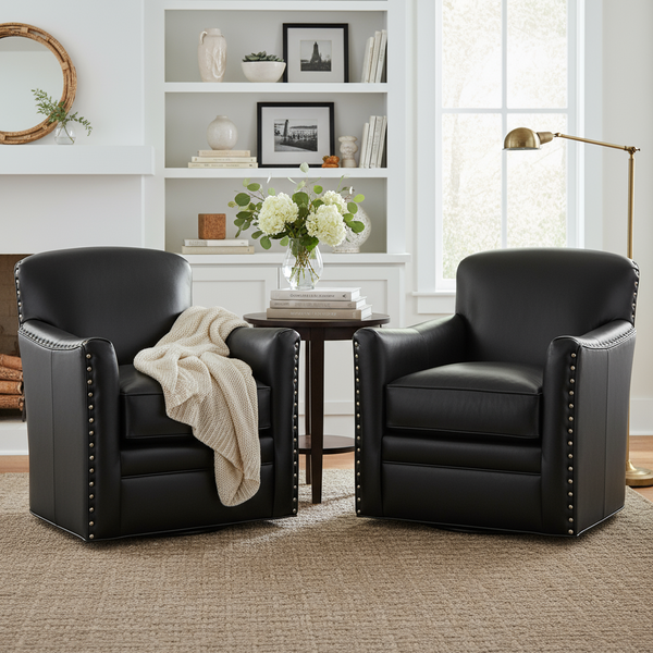 Dominic Tight Back Leather Swivel Club Chair