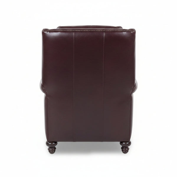Douglas "BIG MAN" Leather Bustle Wing Back Recliner With Nailhead Trim