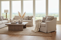 Mia Ash "Quick Ship" Slipcovered SWIVEL Accent Chair