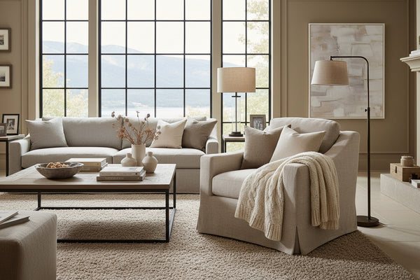 Mia Ash "Quick Ship" Slipcovered SWIVEL Accent Chair