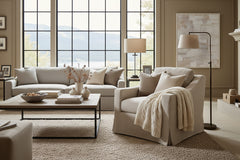 Mia Ash "Quick Ship" Slipcovered SWIVEL Accent Chair