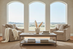 Mia Driftwood "Quick Ship" Slipcovered SWIVEL Accent Chair