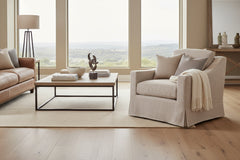 Mia Linen "Quick Ship" Slipcovered SWIVEL Accent Chair
