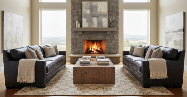 Durango 90 Inch Large Square Arm Leather Pillow Back Couch With Nails