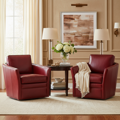 Easton Transitional Leather Swivel Club Chair