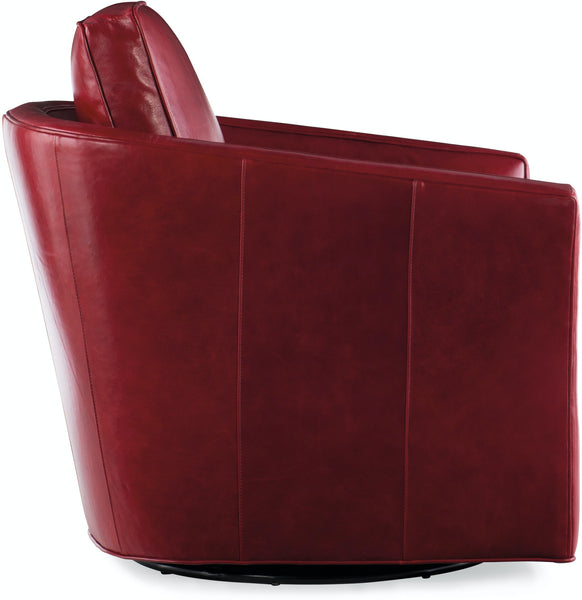 Easton Transitional Leather Swivel Club Chair