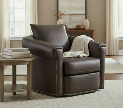Edgar Barrel Back Leather SWIVEL/GLIDER Club Chair