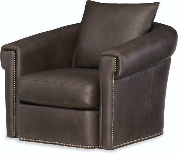 Edgar Barrel Back Leather SWIVEL/GLIDER Club Chair