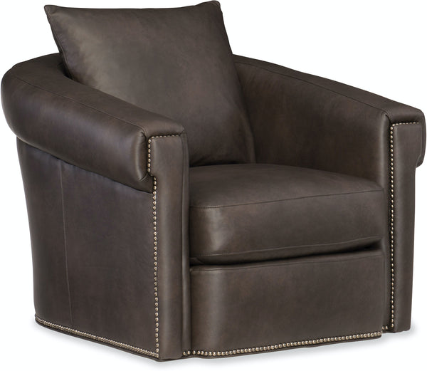 Edgar Barrel Back Leather SWIVEL/GLIDER Club Chair