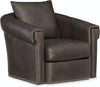 Image of Edgar Barrel Back Leather SWIVEL/GLIDER Club Chair