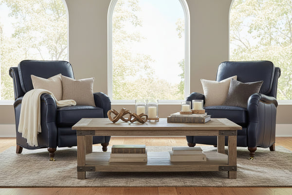 Edmund Leather English Arm Recliner With Nailhead Trim