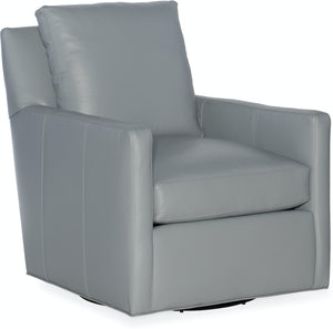 Edmunds Transitional Leather Swivel Club Chair