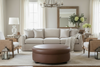 Image of Evan 36", 40", 44", Or 48" Inch Round Leather Ottoman (4 Sizes Available)