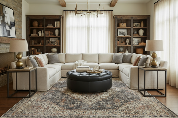 Evan Tufted 36", 40", 44", Or 48" Inch Round Leather Ottoman (4 Sizes Available)