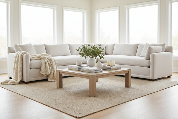 Faith "Quick Ship" Two Piece Track Arm Fabric Sectional Sofa