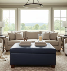 Gaines STORAGE 36", 40", 44", Or 48" Inch Square Leather Ottoman (4 Sizes Available)
