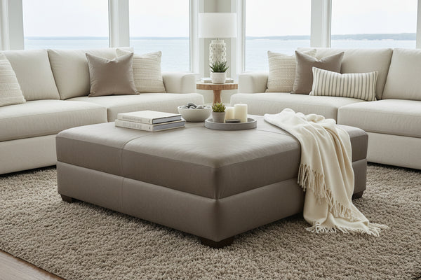 Gaines 36", 40", 44", Or 48" Inch Square Leather Ottoman (4 Sizes Available)