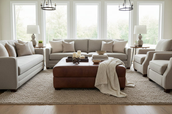 Gaines 36", 40", 44", Or 48" Inch Square Leather Ottoman (4 Sizes Available)