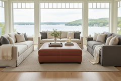 Gaines 36", 40", 44", Or 48" Inch Square Leather Ottoman (4 Sizes Available)