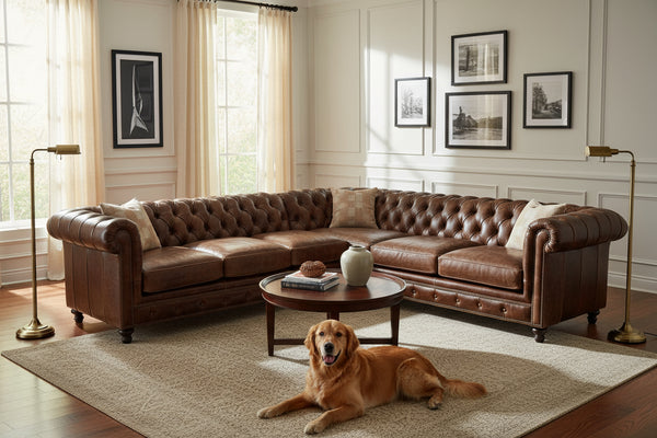 Galloway Chesterfield Tufted Leather Sectional