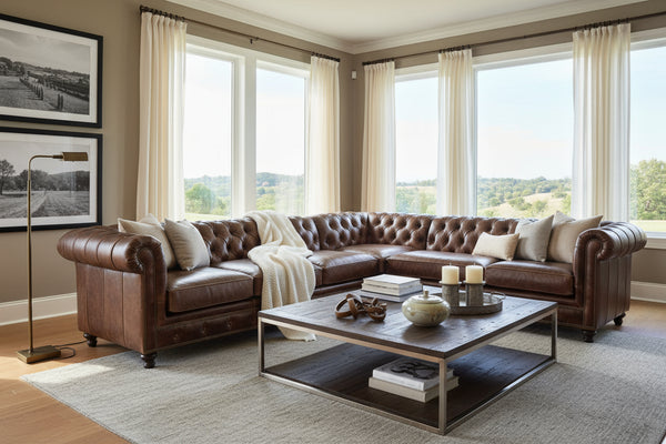 Galloway Chesterfield Tufted Leather Sectional