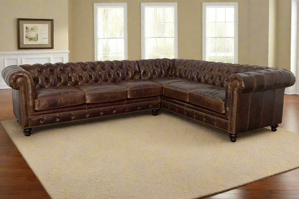 Galloway Chesterfield Tufted Leather Sectional