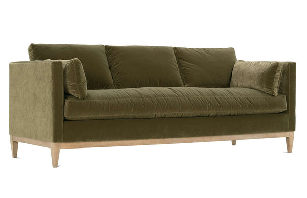 Georgia 86 Inch "Quick Ship" Single Bench Seat Olive Green Velvet Sofa