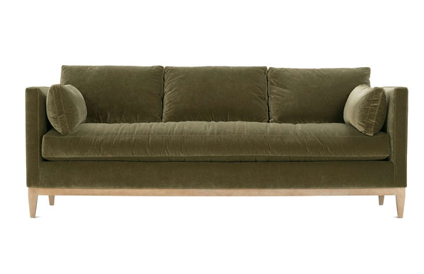 Georgia 86 Inch "Quick Ship" Single Bench Seat Olive Green Velvet Sofa