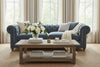 Image of Armstrong Raw Blue 96 Inch Chesterfield "Quick Ship" Sofa