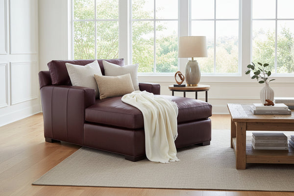 Harrison Grand Scale Leather Two Arm Chaise Lounge
