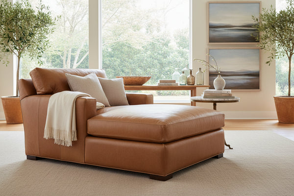 Harrison Grand Scale Leather Two Arm Chaise Lounge