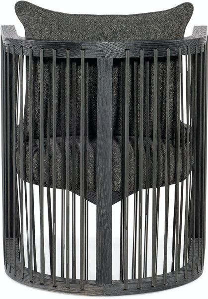 Hudson Kohl Fabric Accent Chair With Decorative Leather Strapping And Charcoal Black Frame