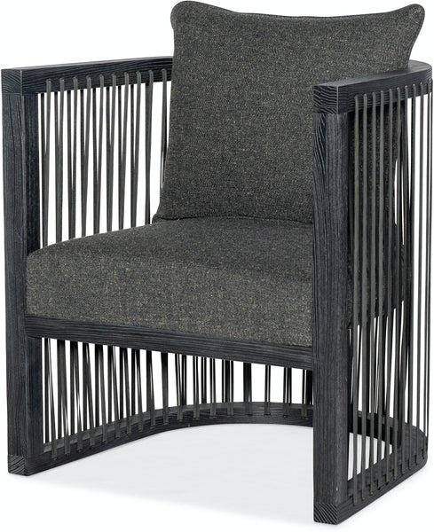 Hudson Kohl Fabric Accent Chair With Decorative Leather Strapping And Charcoal Black Frame