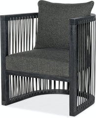 Hudson Kohl "Quick Ship" Fabric Accent Chair With Leather Strapping & Charcoal Black Frame