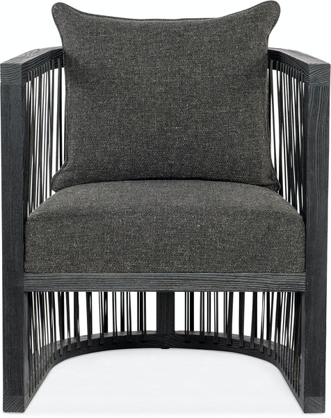 Hudson Kohl Fabric Accent Chair With Decorative Leather Strapping And Charcoal Black Frame