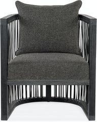 Hudson Kohl "Quick Ship" Fabric Accent Chair With Leather Strapping & Charcoal Black Frame