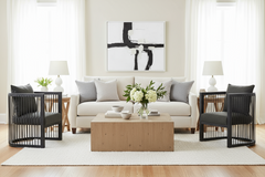 Hudson Kohl "Quick Ship" Fabric Accent Chair With Leather Strapping & Charcoal Black Frame