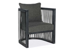 Hudson Kohl "Quick Ship" Fabric Accent Chair With Leather Strapping & Charcoal Black Frame