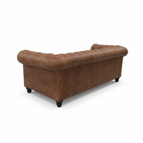 Westminster 94 Inch Chesterfield Tufted Leather Queen Sleeper Sofa