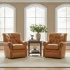 Image of Irving Leather Tufted SWIVEL Accent Chair With Nail Trim