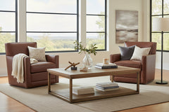 Jaxson Havana "Quick Ship" Swivel Track Arm Leather Chair