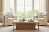 Image of Jaxson Cream "Quick Ship" Swivel Fabric Accent Chair