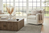 Image of Jaxson Cream "Quick Ship" Swivel Fabric Accent Chair