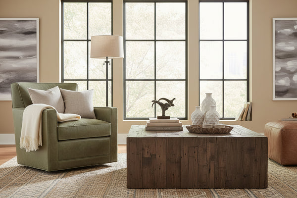 Jaxson Moss "Quick Ship" Swivel Track Arm Leather Chair