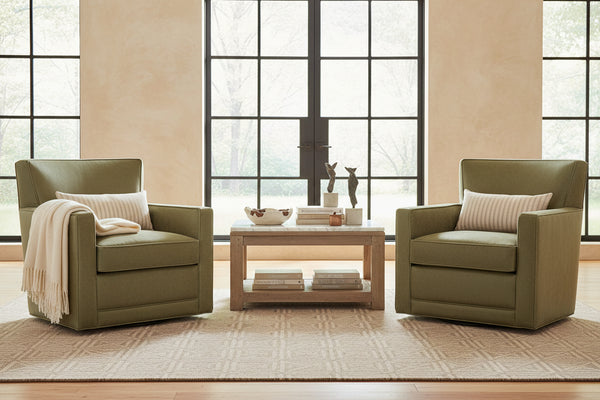 Jaxson Moss "Quick Ship" Swivel Track Arm Leather Chair